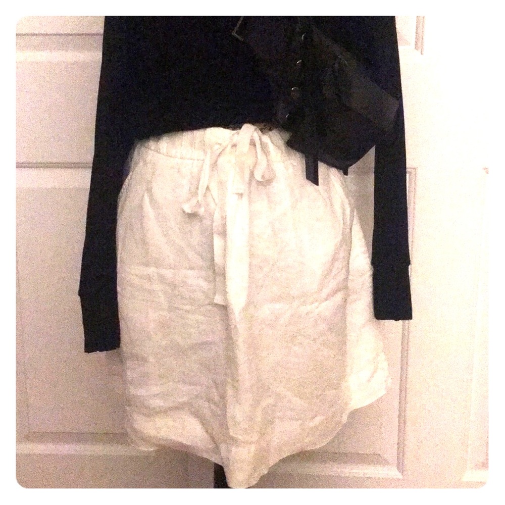 J Crew White Linen Skirt
